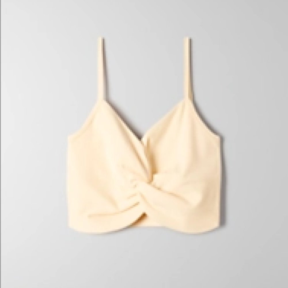 Aritzia Babaton Alfie Crop Tank Lemongrass | Cropped, knotted front tank top XS